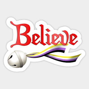 Believe Nonbinary Pride Jingle Bell Sticker